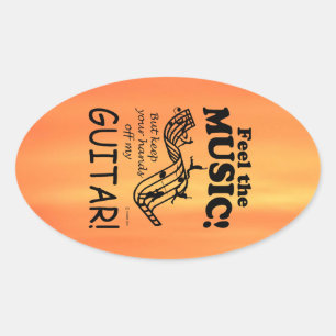 Ovalada Guitar Siente El Pegatina Del Oval De La Música