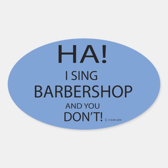 Ovalada Ha Barbershop Oval Pegatina (Anverso)