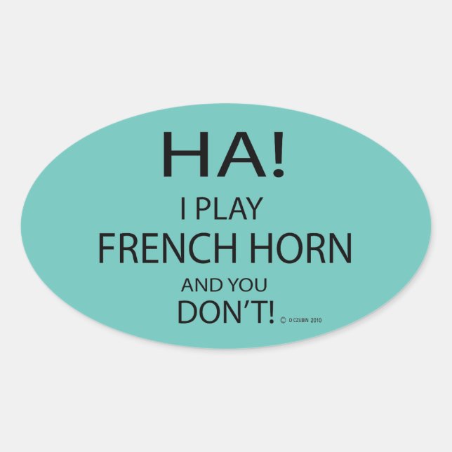 Ovalada Ha French Horn Oval Pegatina (Anverso)