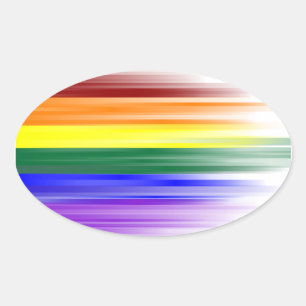 Ovalada Hoja de Pegatina de la bandera arcoiris (Oval)