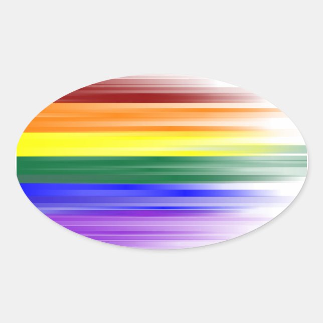 Ovalada Hoja de Pegatina de la bandera arcoiris (Oval) (Anverso)