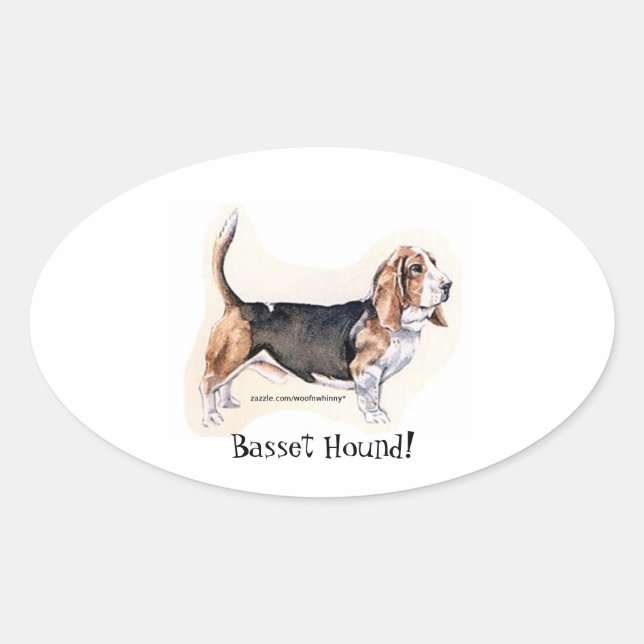 Ovalada ¡Hound Basset! Pegatina (Anverso)