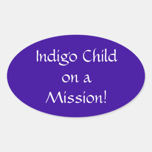 Ovalada Indigo niño en un Pegatina de la misión