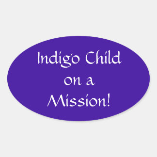 Ovalada Indigo niño en un Pegatina de la misión