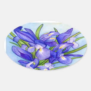 Ovalada Iris Bouquet Pegatina de pintura de flores