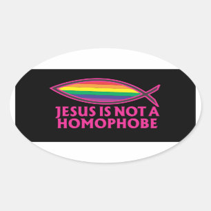 Ovalada Jesús no es pegatina del homophobe