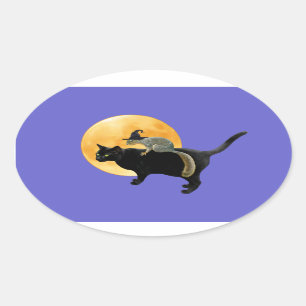 Ovalada La ardilla bruja en el Pegatina del gato