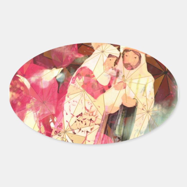 Ovalada "La Sagrada Familia" ~ Pegatina Óval (Anverso)