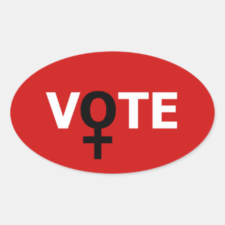 Ovalada Las mujeres votan - Pegatina política de sufragio