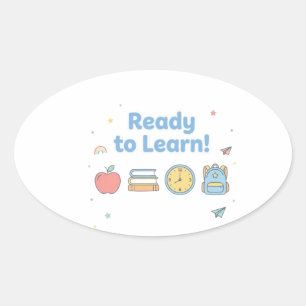 Ovalada Listo para Aprender – Óvalo de Pegatina Adorable p