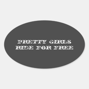 Ovalada los chicas bonitos montan gratis al pegatina del