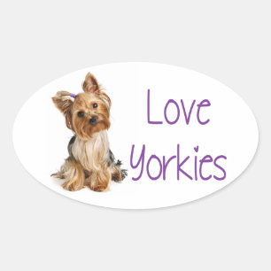 Ovalada Love Yorkies Yorkshire Terrier Puppy Dog Pegatina