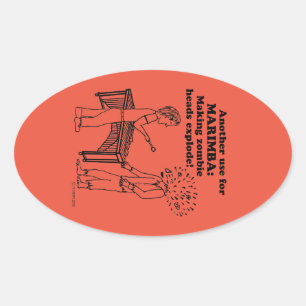 Ovalada Marimba Zombie Explode Oval Pegatina