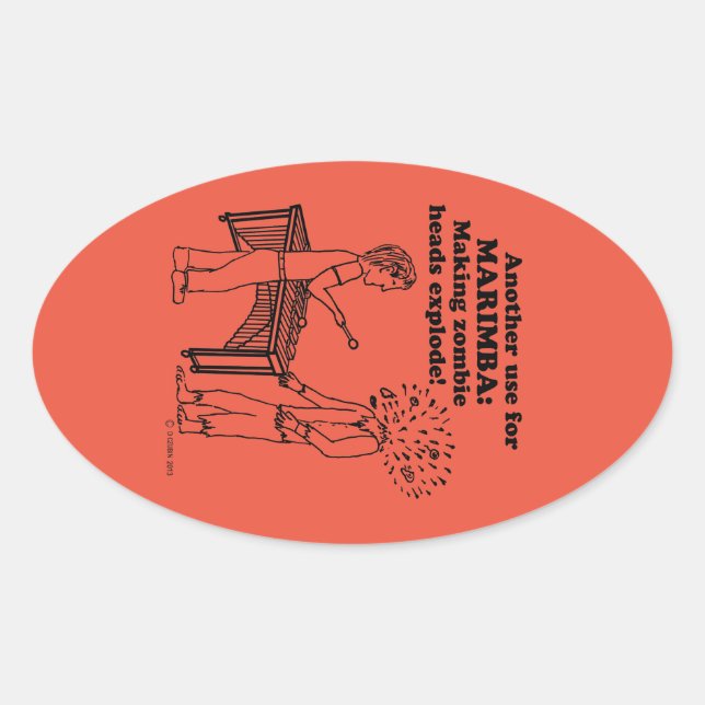 Ovalada Marimba Zombie Explode Oval Pegatina (Anverso)