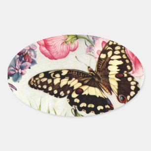 Ovalada Mariposa del jardín - pegatina