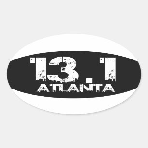 Ovalada Medio pegatina del maratón de Atlanta 13,1