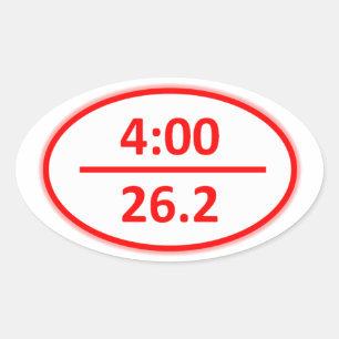 Ovalada Menor de 4 horas Pegatina de Maratón