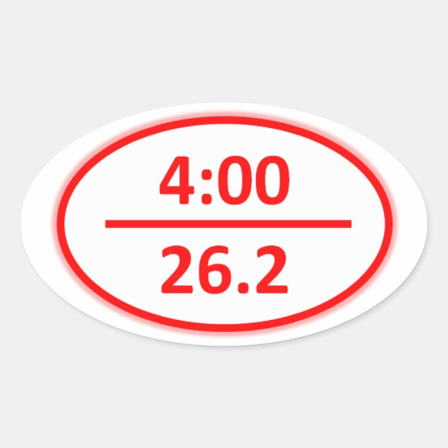 Ovalada Menor de 4 horas Pegatina de Maratón (Anverso)