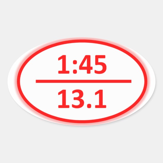 Ovalada Menos de 1:45 por medio Pegatina (Anverso)