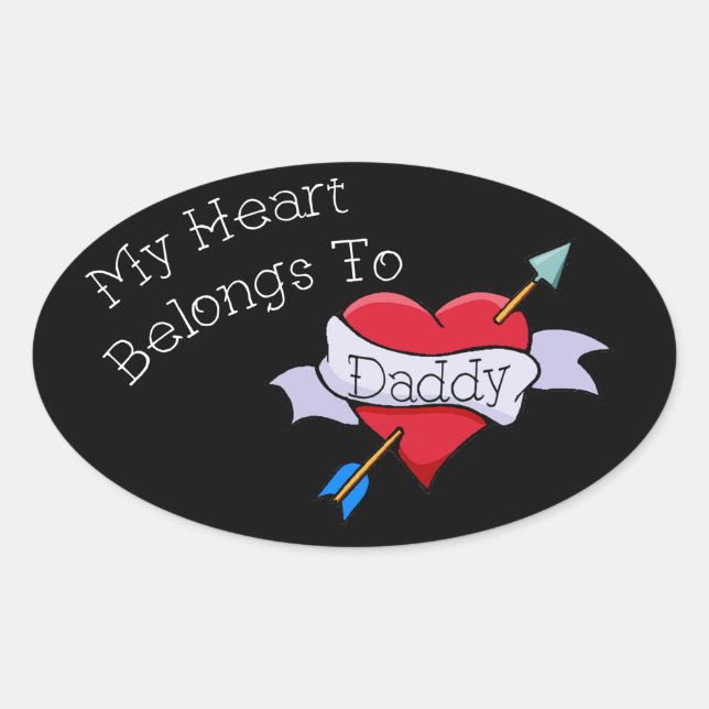 Ovalada Mi corazón le pertenece a Daddy Tat Pegatina (Anverso)