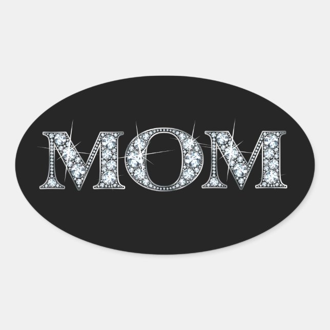 Ovalada MOM Diamond Bling Pegatina (Anverso)