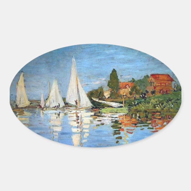 Ovalada Monet Impresionism Bots Pegatina (Anverso)
