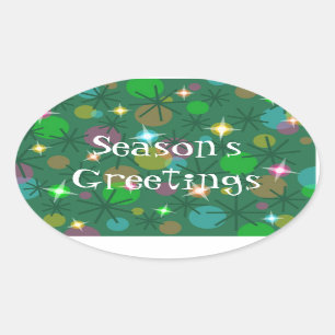 Ovalada Navidades aluden a oval pegatina "Saludos de tempo