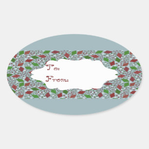 Ovalada Navidades Cometas, pegatina de regalo