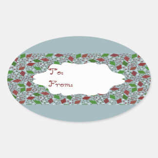Ovalada Navidades Cometas, pegatina de regalo