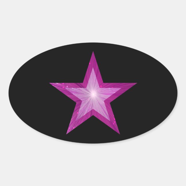 Ovalada Negro pegatina Estrella Rosa (Anverso)