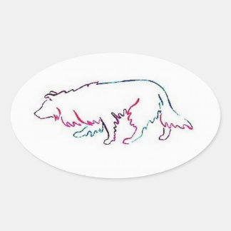 Ovalada Neon Herd~Border Collie Pegatina