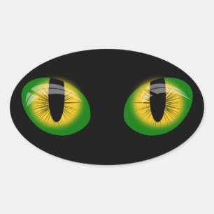 Ovalada Ojos de gato verdes y pegatina negro