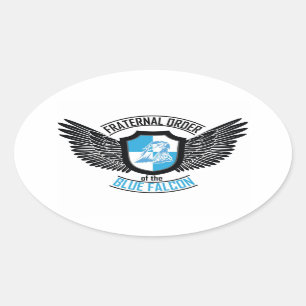 Ovalada Orden fraternal del pegatina azul del halcón