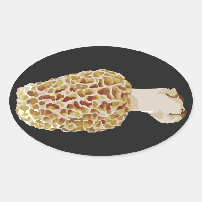 Ovalada Oval Pegatina Morel Morchella esculenta amarillo (Anverso)