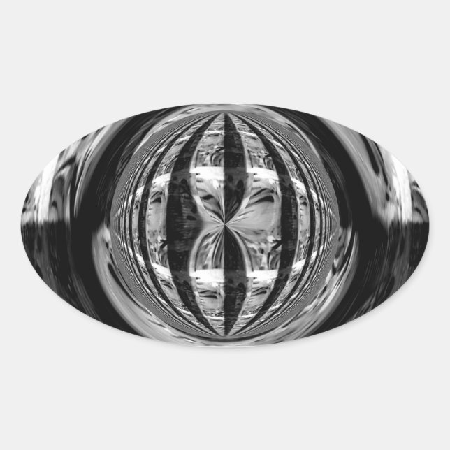 Ovalada Ovalado del pegatina negro cromado Orb (Anverso)
