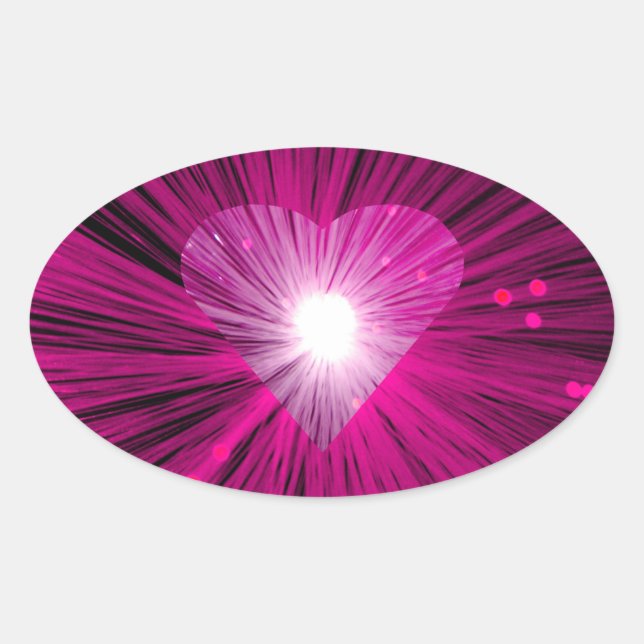 Ovalada Ovalado pegatina del corazón rosado (Anverso)