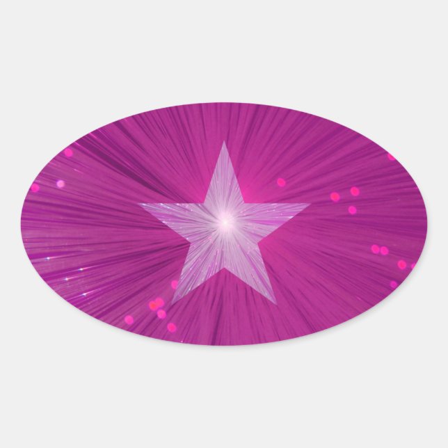 Ovalada Ovalado pegatina Estrella Rosa (Anverso)