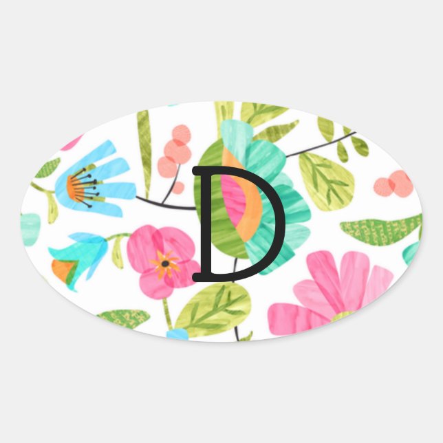 Ovalada Patrón de Pegatina de flor de Personalizado sinusa (Anverso)