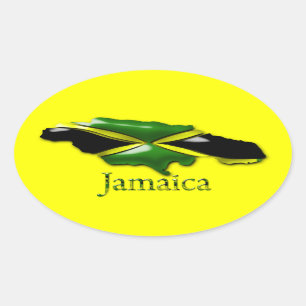 Ovalada Pegatina amarillo de Jamaica