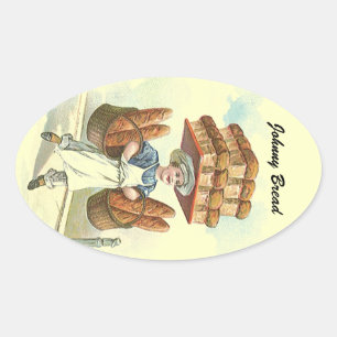Ovalada Pegatina Antiguo Fun Bread Chef Personalizado