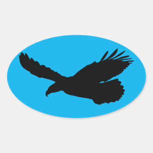 Ovalada Pegatina azul águila volante - Elegir color