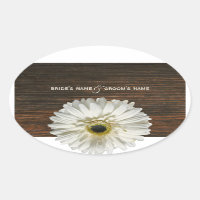 Pegatina Boda Gerbera Daisy y Barnwood