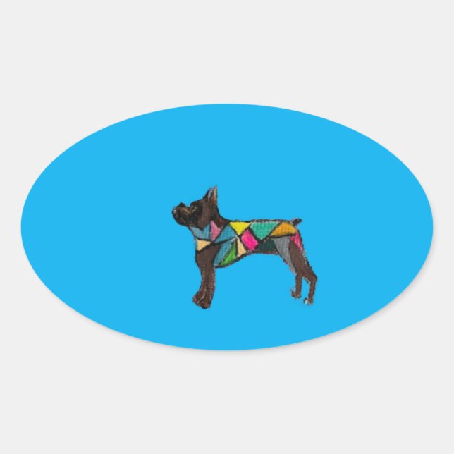 Ovalada Pegatina Boxer (Anverso)