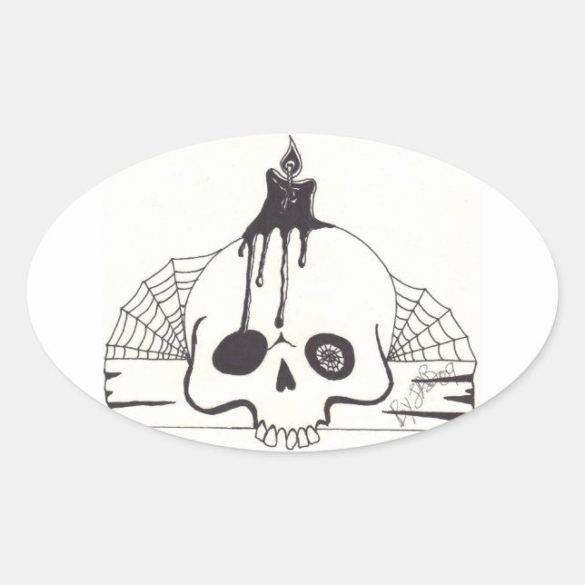 Ovalada Pegatina Candle Skull (Anverso)