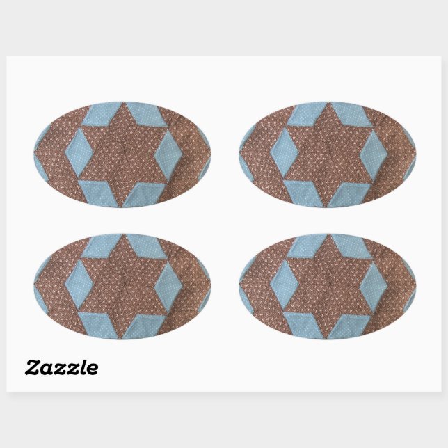 Ovalada Pegatina - Castillo de patrón de quilt (Hoja)