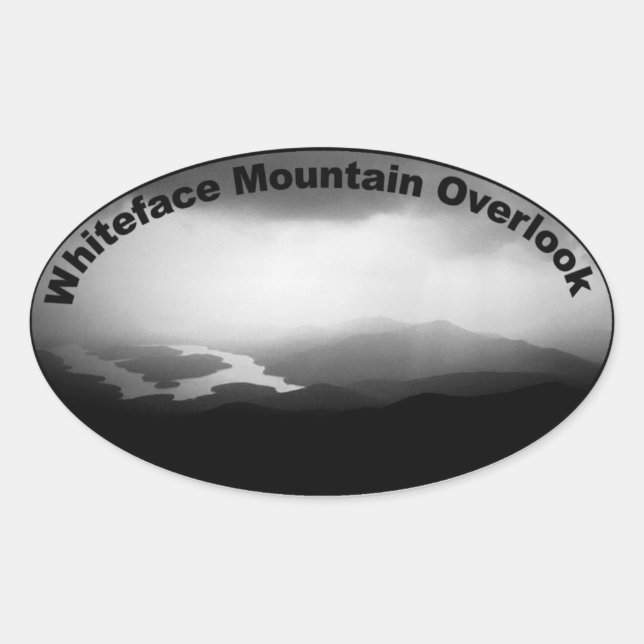 Ovalada Pegatina con vista a la montaña Whiteface (Anverso)