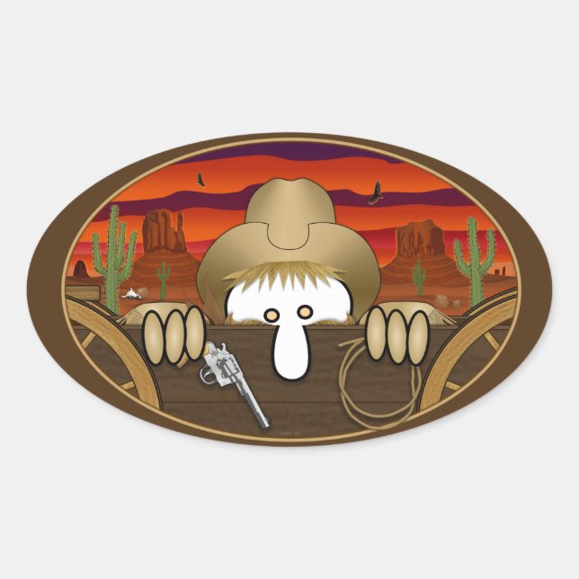 Ovalada Pegatina Cowboy Kilroy Oval (Anverso)