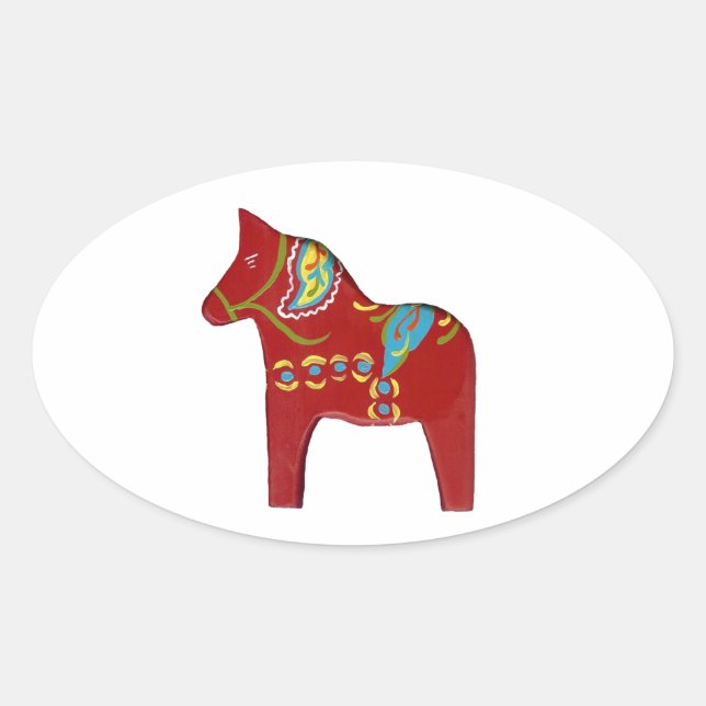 Ovalada Pegatina Dala Horse Oval (Anverso)