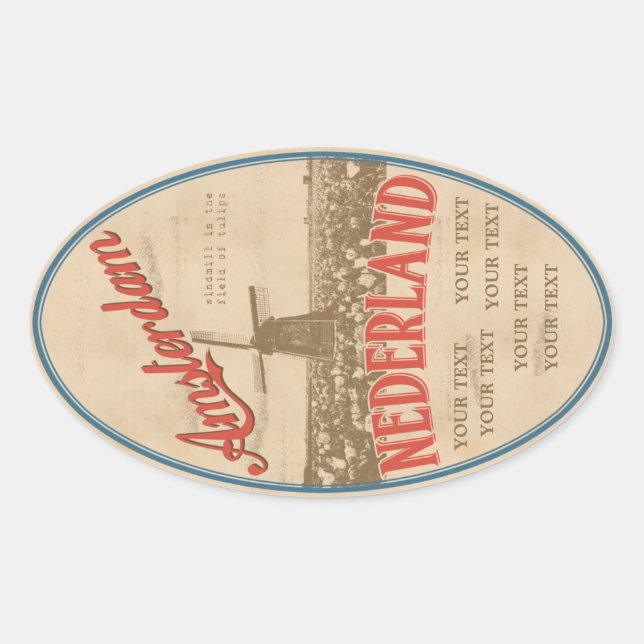 Ovalada Pegatina de Ámsterdam (Anverso)
