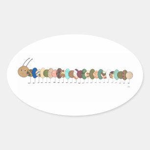 Ovalada Pegatina de Arte Cuto-Caterpillar #1-Erin Brie Art